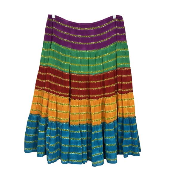 Ralph Lauren Womens Petite Large Tiered Skirt Cotton Boho Gypsy Hippie Festival - Picture 1 of 5
